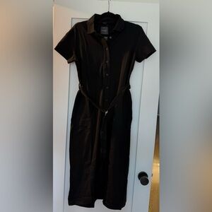 NWT Club Monaco Black Ponte Knit Shirtdress